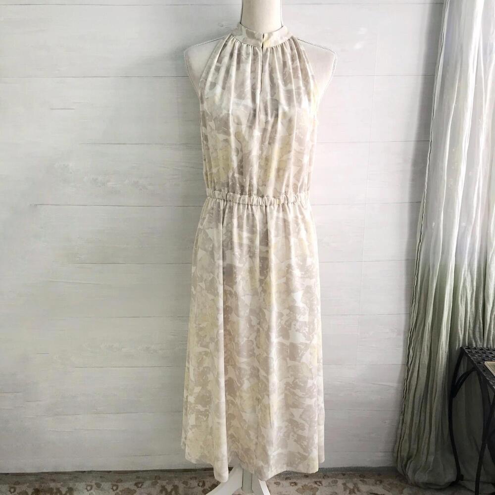 NWT Prologue - Gray & yellow sleeveless midi dress, S